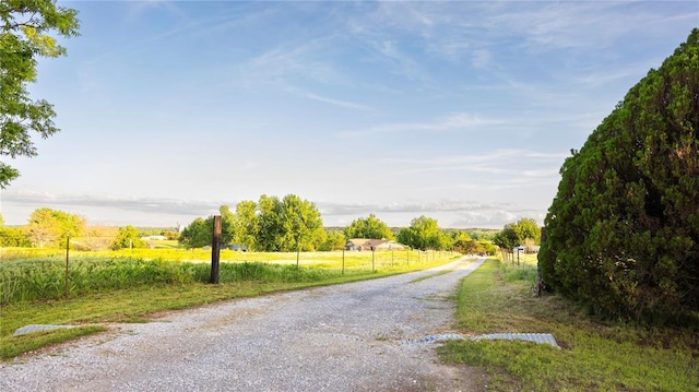 view of road featuring a rural view