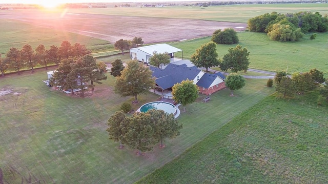 aerial view featuring a rural view