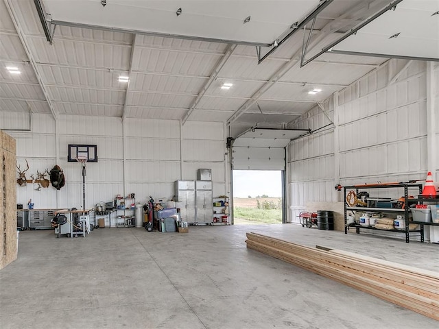 garage featuring metal wall