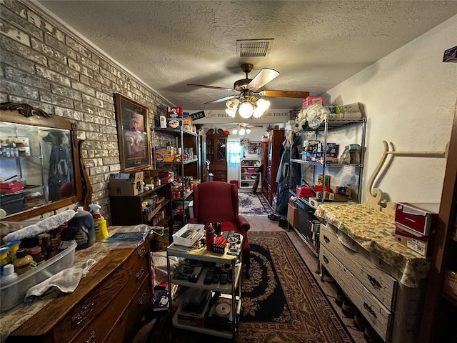 16296 N County Road 3264th Rd, Pauls Valley, OK 73075 - interior space with visible vents, a textured ceiling, and ceiling fan