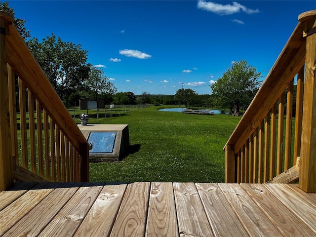 16296 N County Road 3264th Rd, Pauls Valley, OK 73075 - wooden terrace with a yard and a water view