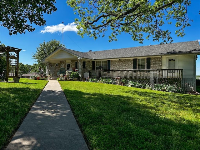 16296 N County Road 3264th Rd, Pauls Valley, OK 73075 - view of front of house with covered porch and a front lawn