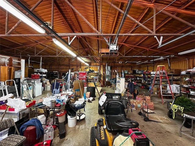 16296 N County Road 3264th Rd, Pauls Valley, OK 73075 - garage with a workshop area and a garage door opener