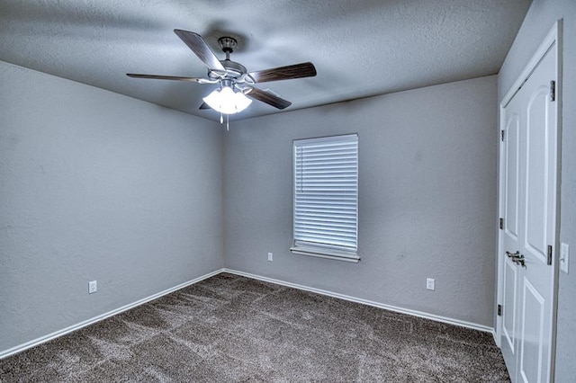 34701 E County Road 1610, Pauls Valley, OK 73075 - unfurnished bedroom with a closet, a textured ceiling, carpet, ceiling fan, and baseboards