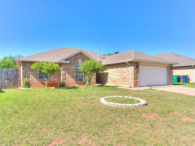 8233 Greer Way, Oklahoma City, OK 73132 - single story home featuring brick siding, a garage, concrete driveway, and roof with shingles