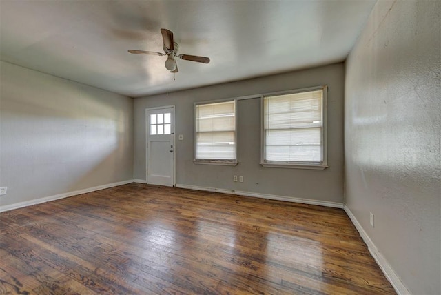 3924 Teal Dr, Del City, OK 73115 - spare room featuring ceiling fan, wood finished floors, and baseboards