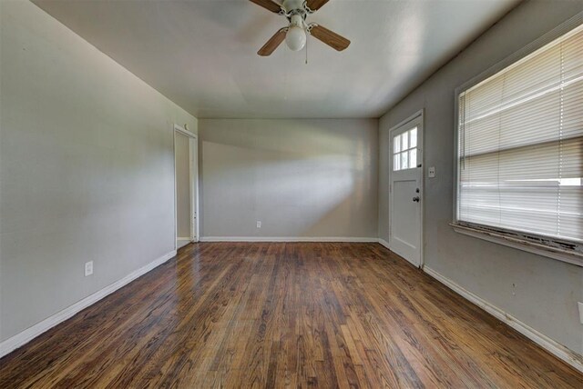 3924 Teal Dr, Del City, OK 73115 - spare room with ceiling fan, wood finished floors, and baseboards