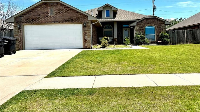 1328 Ridgeway Dr, Moore, OK 73160 - view of front facade featuring brick siding, concrete driveway, an attached garage, and roof with shingles