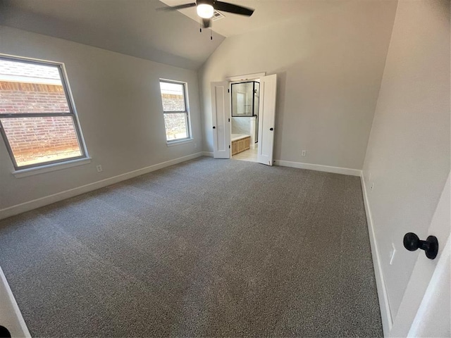 5012 Misty Wood Ln, Mustang, OK 73064 - carpeted empty room with a ceiling fan and lofted ceiling