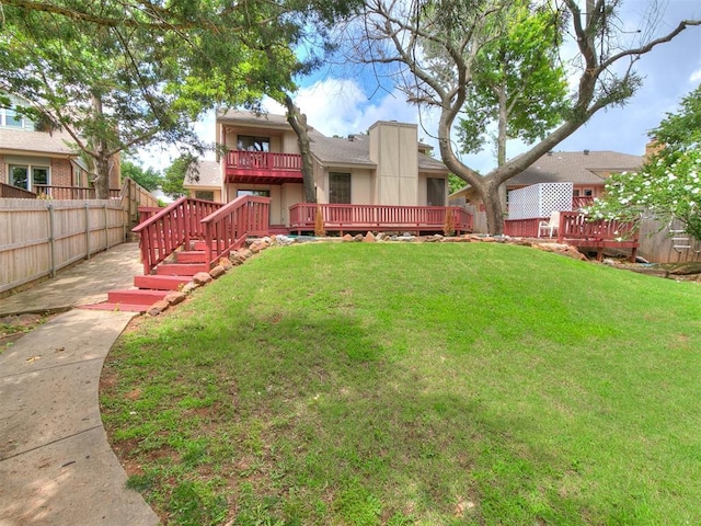 904 Carfax Rd, Edmond, OK 73034 - view of yard with a deck and a balcony