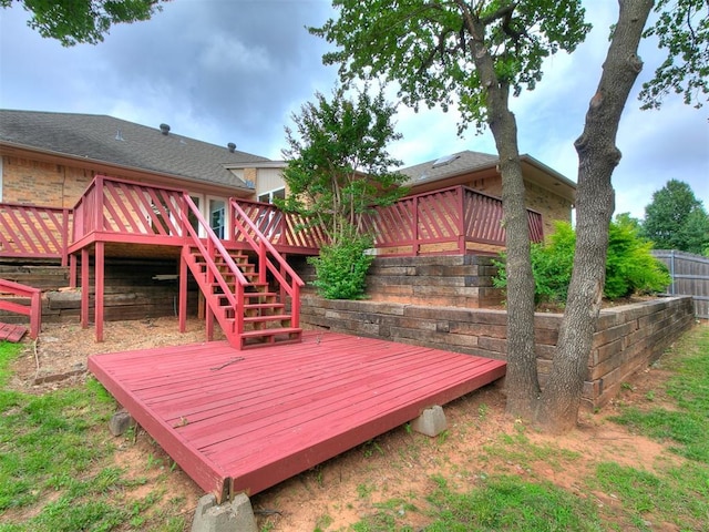 908 Carfax Rd, Edmond, OK 73034 - wooden deck featuring stairway