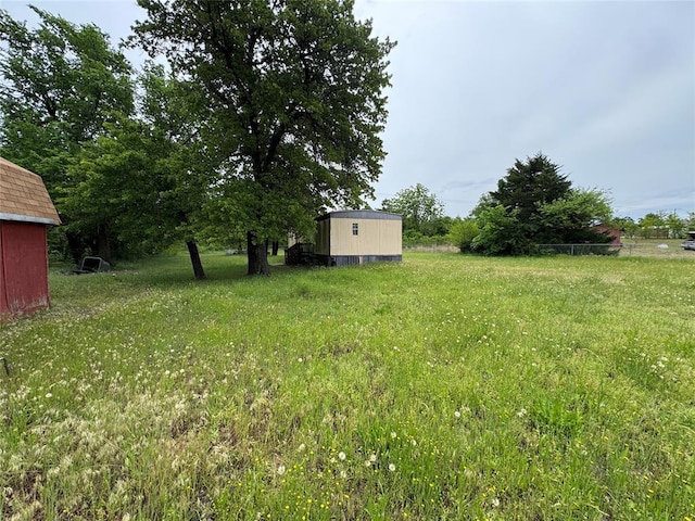 view of yard with an outbuilding and a storage unit