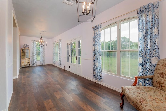 13403 NE 225th St, Fletcher, OK 73541 - dining space featuring a chandelier, dark wood-style floors, and baseboards