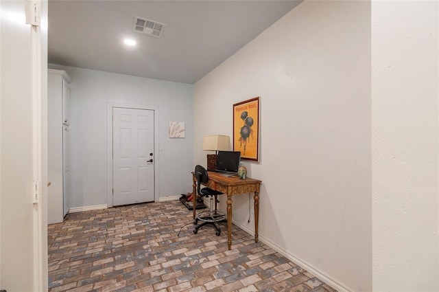 13403 NE 225th St, Fletcher, OK 73541 - office area with brick patterned flooring and baseboards