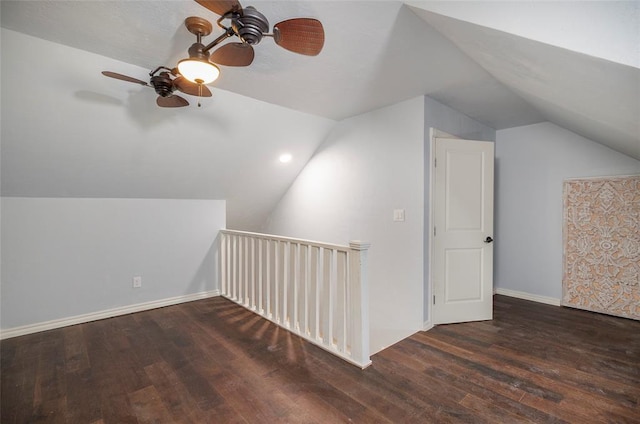 13403 NE 225th St, Fletcher, OK 73541 - bonus room with vaulted ceiling, ceiling fan, wood finished floors, and baseboards