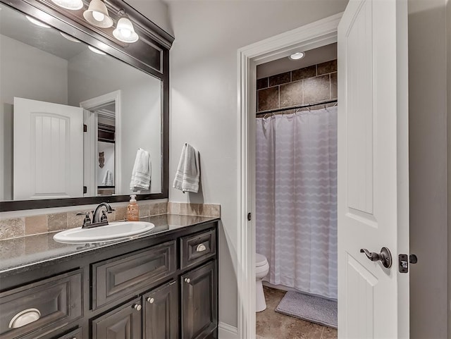 8509 NW 125th St, Oklahoma City, OK 73142 - bathroom with toilet, vanity, and curtained shower