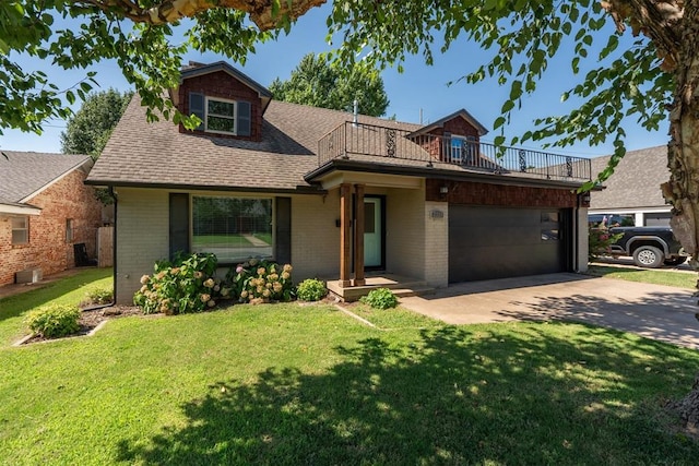 2220 NW 47th St, Oklahoma City, OK 73112 - view of front of house with brick siding, an attached garage, concrete driveway, a front lawn, and roof with shingles