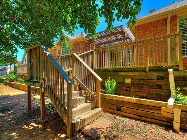 2417 Pawnee Xing, Edmond, OK 73034 - wooden deck with stairway