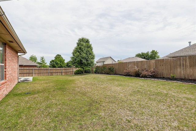 view of yard featuring a fenced backyard