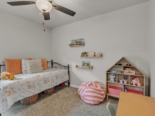 8332 Poplar Dr, Edmond, OK 73034 - carpeted bedroom with baseboards and a ceiling fan
