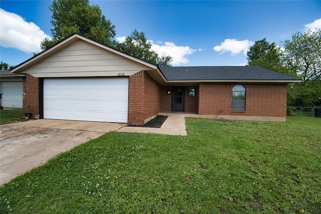 1208 Cathy Ln, Oklahoma City, OK 73110 - ranch-style home with brick siding, concrete driveway, and an attached garage