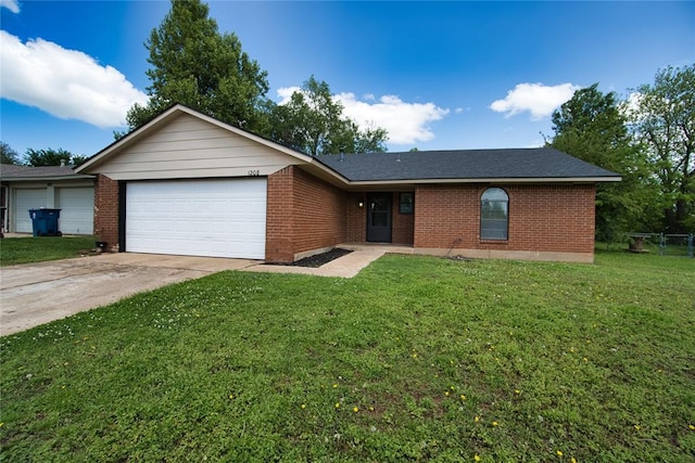 1208 Cathy Ln, Oklahoma City, OK 73110 - single story home with a garage, concrete driveway, and brick siding