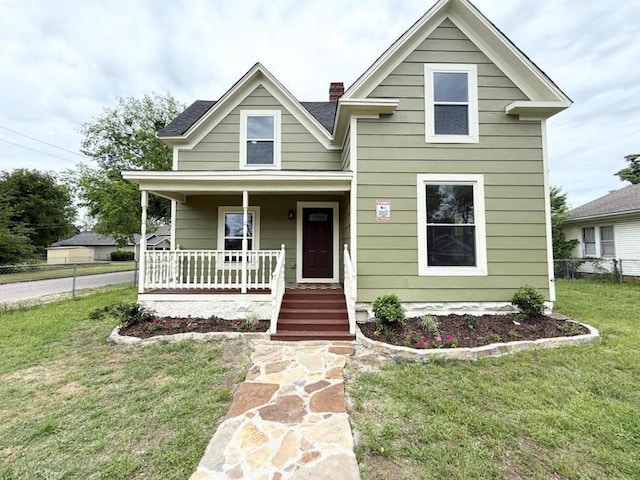 539 N Louisa Ave, Shawnee, OK 74801 - view of front of house featuring a porch and a chimney