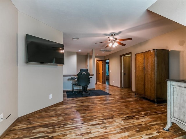 3133 Beacon Hill St, Edmond, OK 73034 - office space with wood finished floors, ceiling fan, and recessed lighting