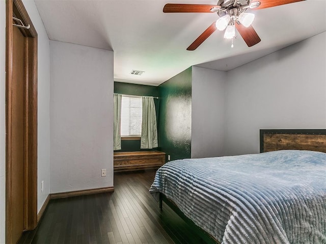 3133 Beacon Hill St, Edmond, OK 73034 - bedroom featuring hardwood / wood-style floors and ceiling fan