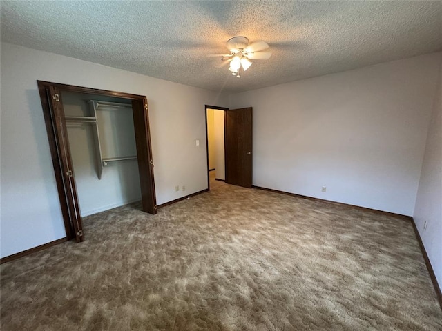 804 William Blvd, Seminole, OK 74868 - unfurnished bedroom with ceiling fan, a textured ceiling, and carpet flooring