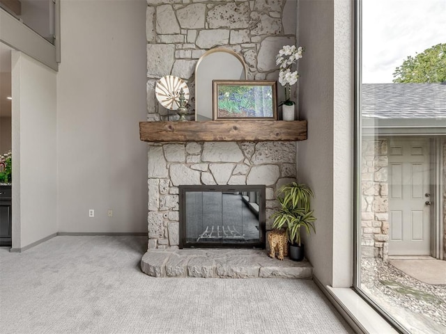1011 Saint Andrews Dr, Edmond, OK 73025 - detailed view of carpet and a fireplace