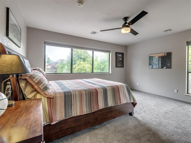 1011 Saint Andrews Dr, Edmond, OK 73025 - bedroom featuring multiple windows, carpet flooring, and a ceiling fan