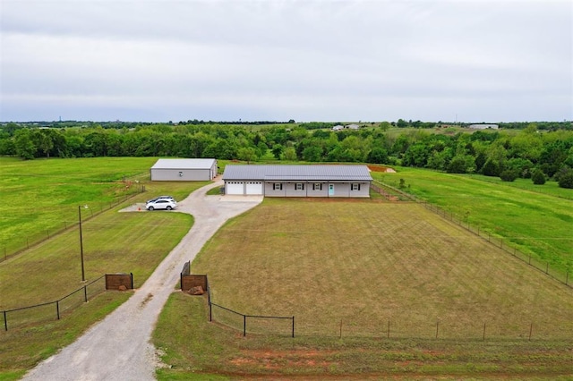 bird's eye view with a rural view