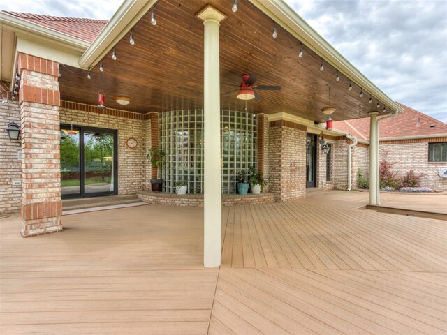 9408 S Caldwell Dr, Midwest City, OK 73130 - wooden terrace featuring a ceiling fan