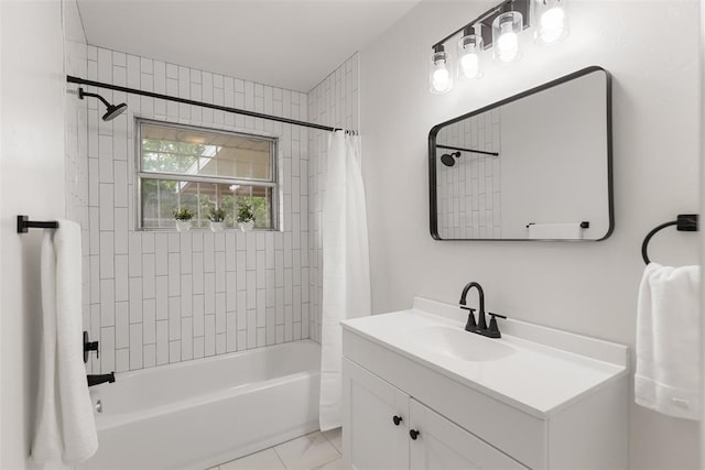 3601 N Terry Ave, Oklahoma City, OK 73111 - bathroom featuring shower / tub combo with curtain and vanity
