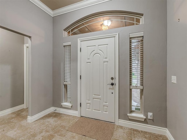 7705 Twin Oaks Dr, Yukon, OK 73099 - foyer entrance with crown molding and baseboards