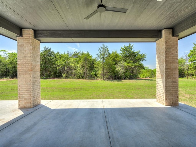 view of patio with a ceiling fan