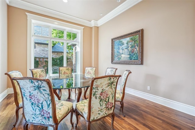 368 Millbrook Dr, Norman, OK 73072 - dining room featuring baseboards, crown molding, and wood finished floors
