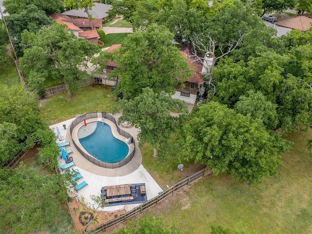 aerial view of a pool area