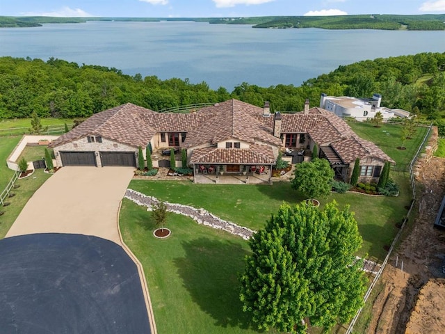 9639 Horizon Cir, Sperry, OK 74073 - aerial view with a wooded view and a water view