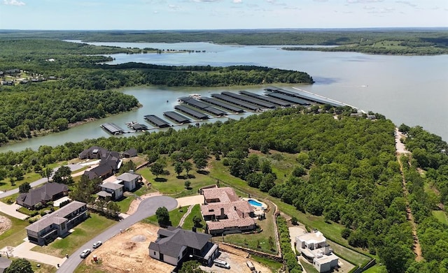 9639 Horizon Cir, Sperry, OK 74073 - aerial view with a water view and a wooded view