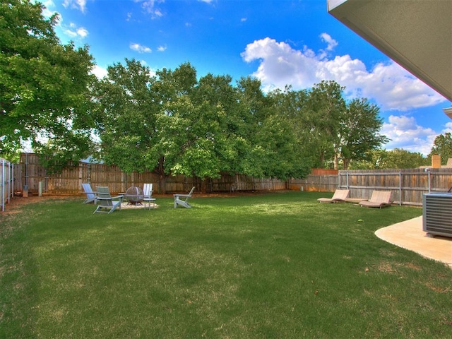 11825 Leaning Elm Rd, Oklahoma City, OK 73120 - fenced backyard with a fire pit