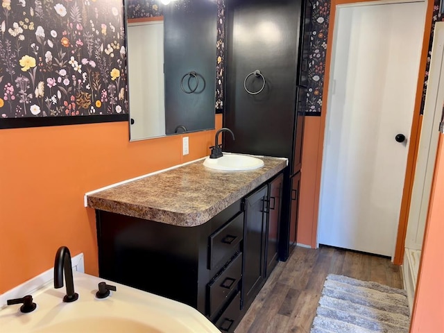 559 Poppy Rd, Broken Bow, OK 74728 - bathroom with wood finished floors and vanity