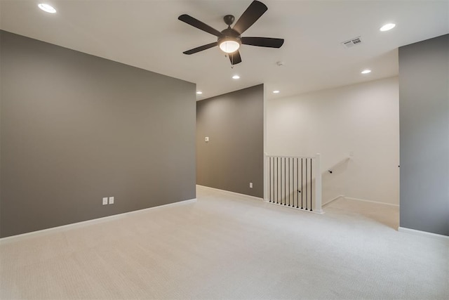 6516 NE 97th St, Oklahoma City, OK 73151 - spare room with recessed lighting, ceiling fan, and light colored carpet