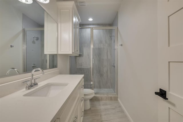 6516 NE 97th St, Oklahoma City, OK 73151 - full bath with vanity, a stall shower, and recessed lighting