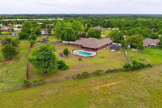 drone / aerial view of a pool area