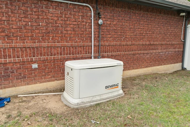 exterior view of a power unit and brick siding