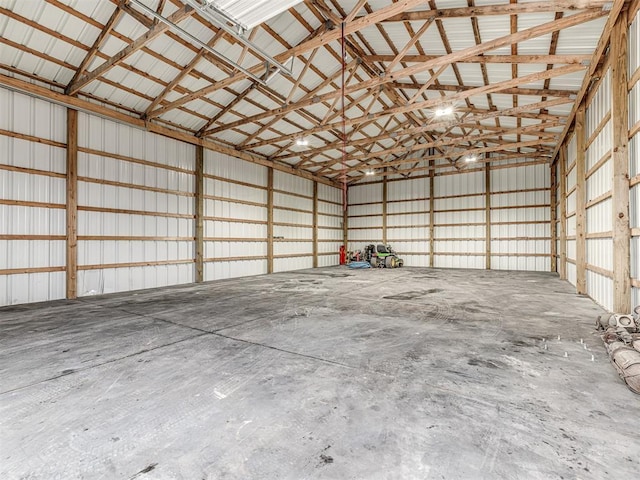 garage with metal wall