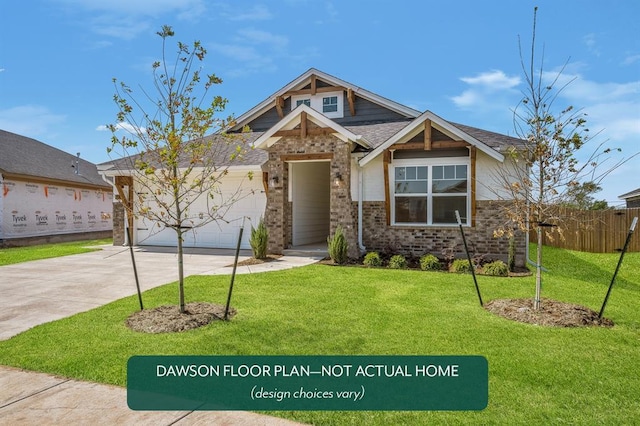 craftsman house with concrete driveway, a garage, and brick siding