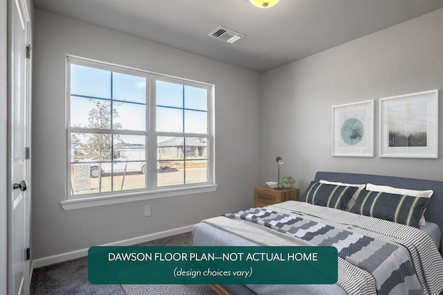 bedroom featuring carpet flooring, baseboards, and multiple windows
